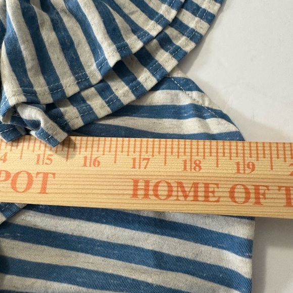 FP Beach Soft Blue Striped Tunic/Dress/Coverup. Open Back Detail, Ruffle Front. - Picture 12 of 16